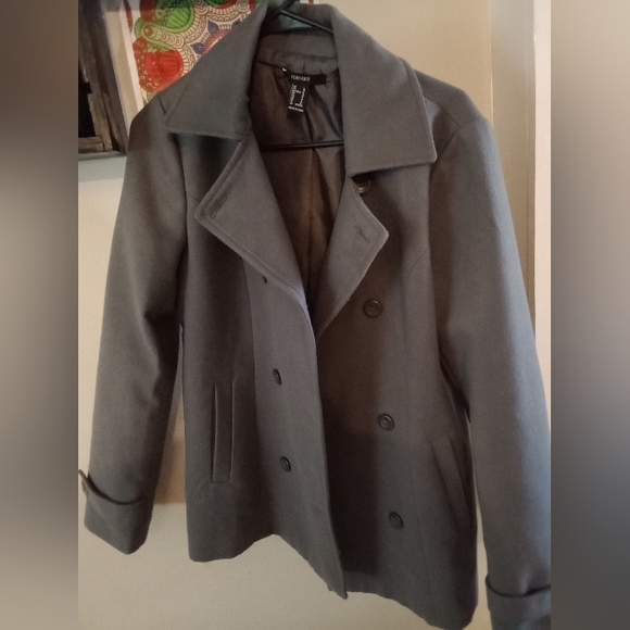 Unisex Gray forever21 short trench coat - Picture 4 of 14